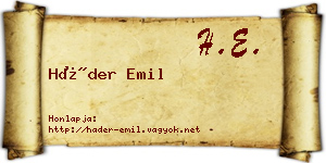Háder Emil névjegykártya